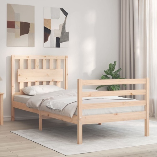 Bed Frame with Headboard Solid Wood