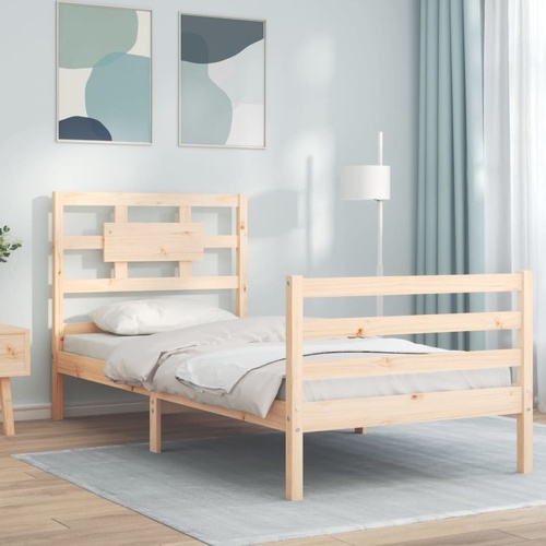 Bed Frame with Headboard Solid Wood