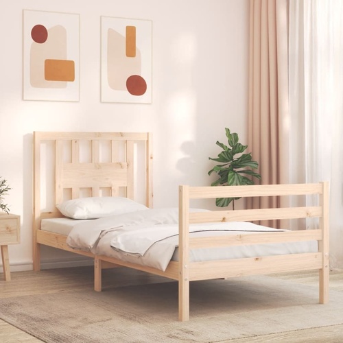 Bed Frame with Headboard Solid Wood