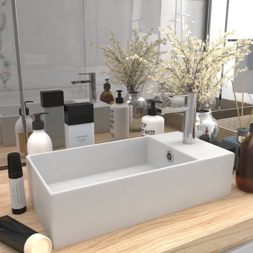 Bathroom Sink with Overflow Ceramic Matt