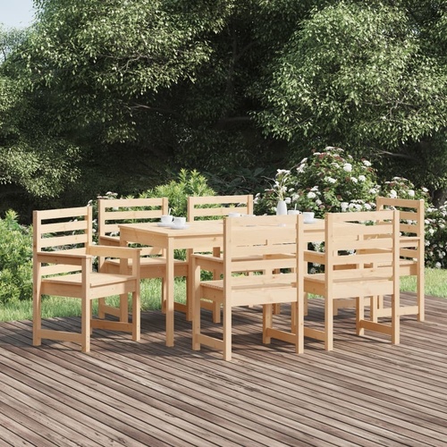 7 Piece Garden Dining Set Solid Pine Wood