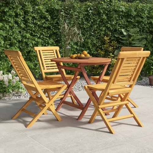 5 Piece Garden Dining Set Solid Teak Wood