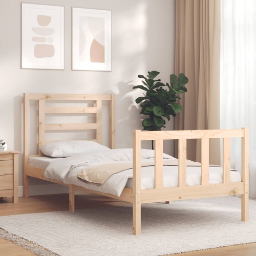 Bed Frame with Headboard Solid Wood