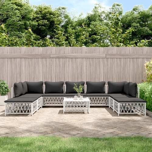 10 Piece Garden Lounge Set with Cushions Steel
