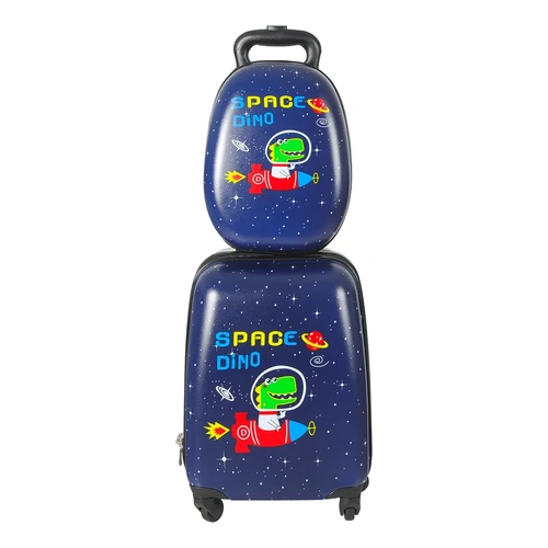  1613 2PCS Kids Luggage Set Space Dino