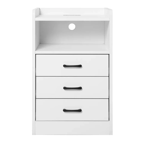 Levede Bedside Table USB Charger Outlet LED White