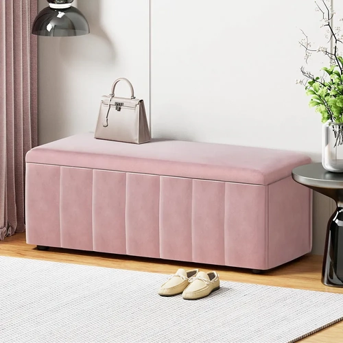 Storage Ottoman Blanket Box 103cm Velvet Pink
