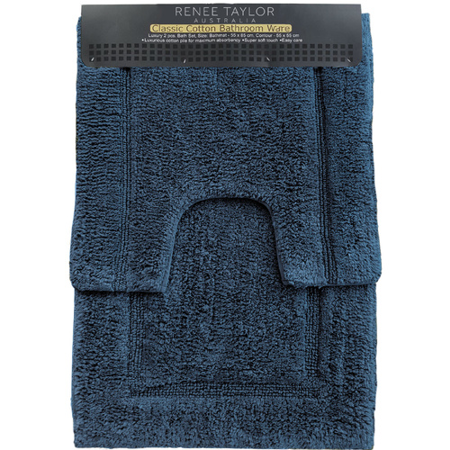2 Piece 2200 GSM Tufted Blue Mirage Bath Mat Set by Renee Taylor