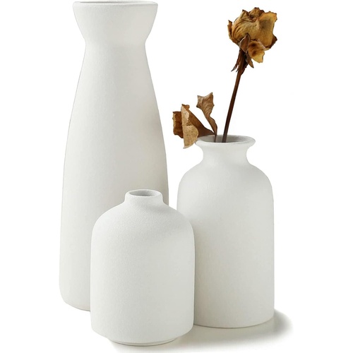 Ceramic Set of 3 Modern White Vases for Home D�cor