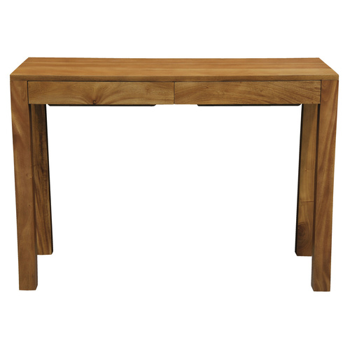 Amsterdam Solid Mahogany Timber 2 Drawer Desk (Light Pecan)