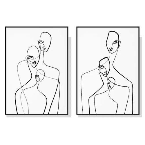 40cmx60cm Abstract Figures 2 Sets Black Frame Canvas Wall Art 