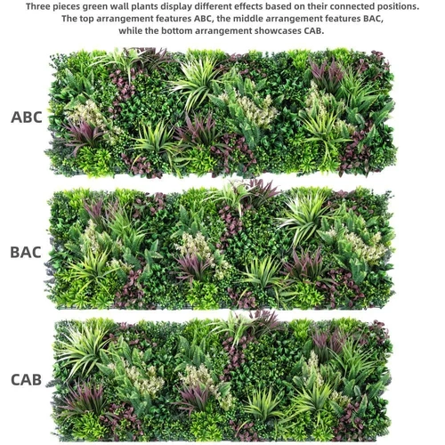 3 Artificial Plant Wall Grass Panels Vertical Garden Foliage Tile Fence 50X50 CM