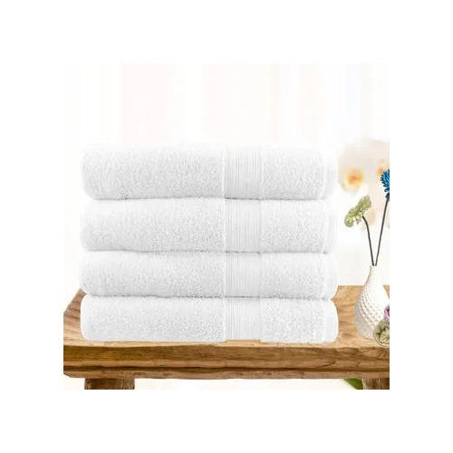 4 piece ultra light cotton bath towels in white