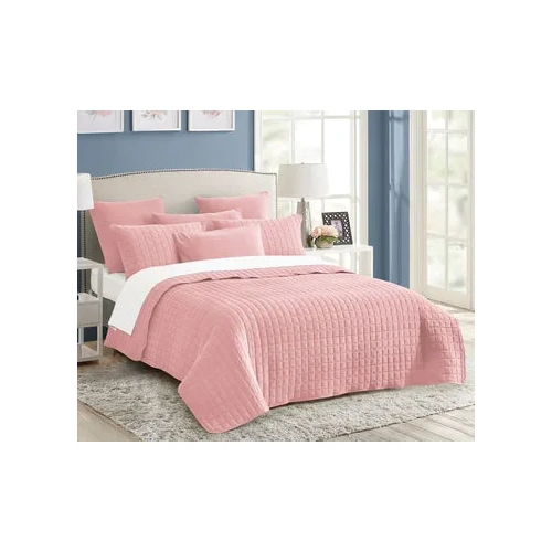 7 piece vintage stone wash comforter set queen nude pink