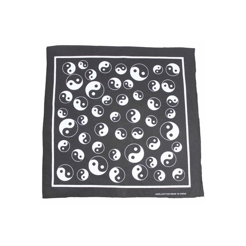 BANDANA Paisley 100% COTTON Head Wrap Durag Bandanna Summer Biker Scarf Mask - Yin Yang (Black/White)