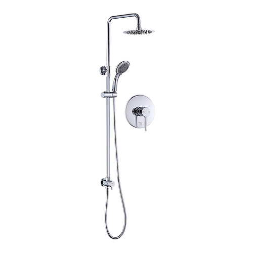 WELS 8" Rain Shower Head Set Rounded Dual Heads Faucet High Pressure With Mixer