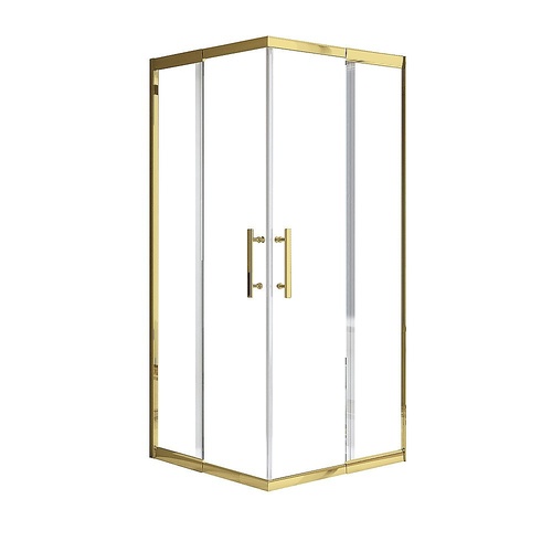 Adjustable 1000x1000mm Double Sliding Door Glass Shower Screen in Gold