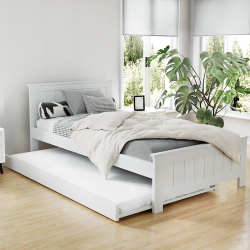 Keera Wooden Bed Frame Timber Slat King Single Size White