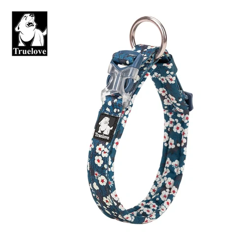  Floral Dog Collar - Blue, S